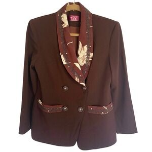 VTG Japanese Brown Stretch Blazer Sz SMALL Avant Garde Statement Piece
